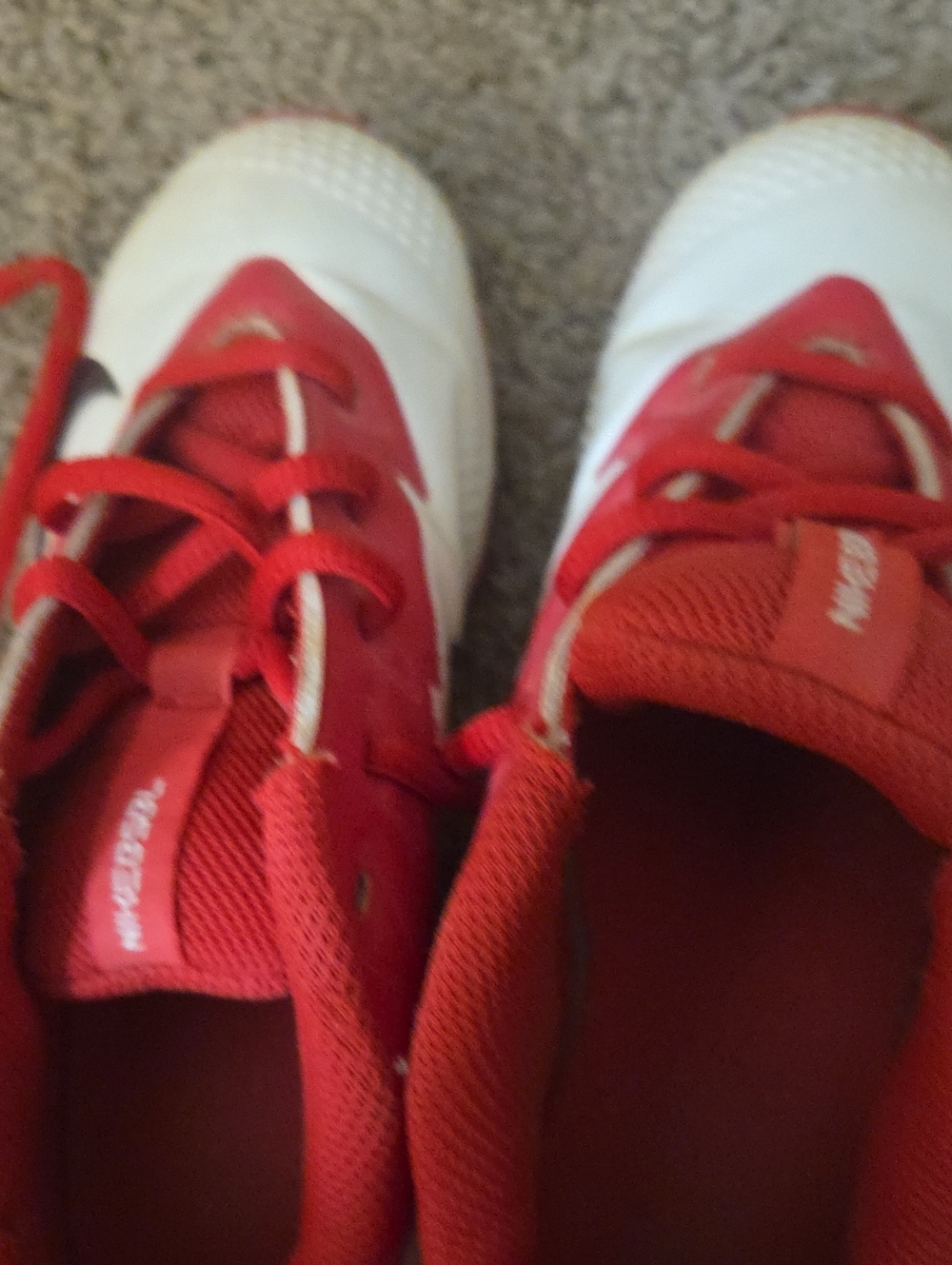 Nike Kids Red and White Lace-Up Sneakers